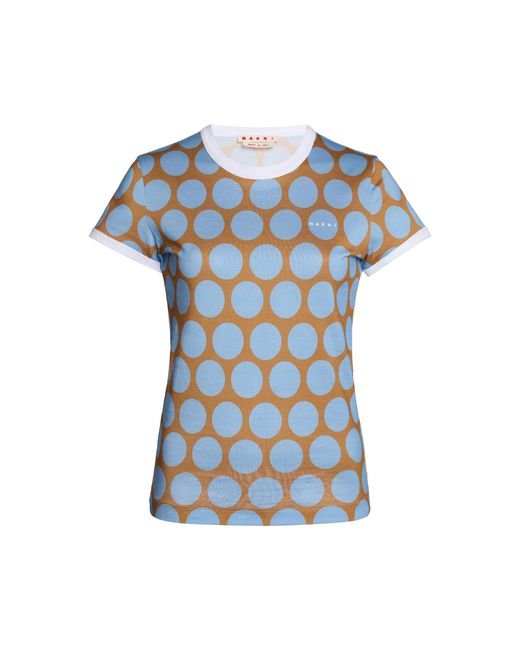 Marni Blue Polka-Dot Cotton Knit Top