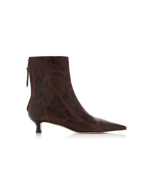 Aeyde Brown Zoe Snake-effect Leather Ankle Boots