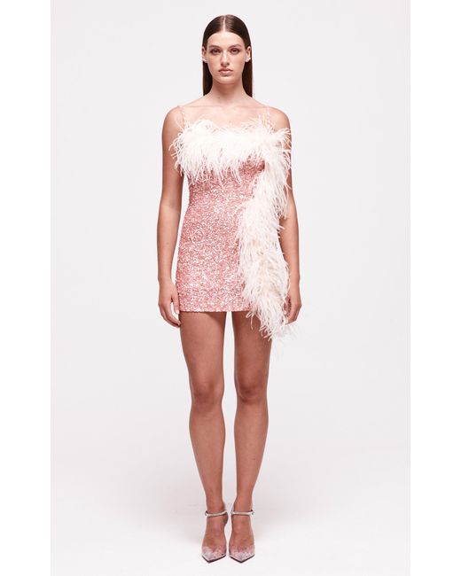 Rachel Gilbert Cami Crystal-embellished Feather-trimmed Mini Dress in ...