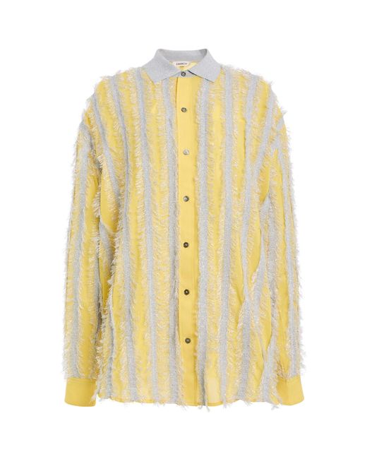 Zankov Yellow Fringed Silk Button-Down Shirt
