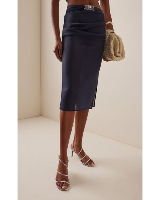 Brandon Maxwell Blue The Isobel Belted Sheer Midi Skirt
