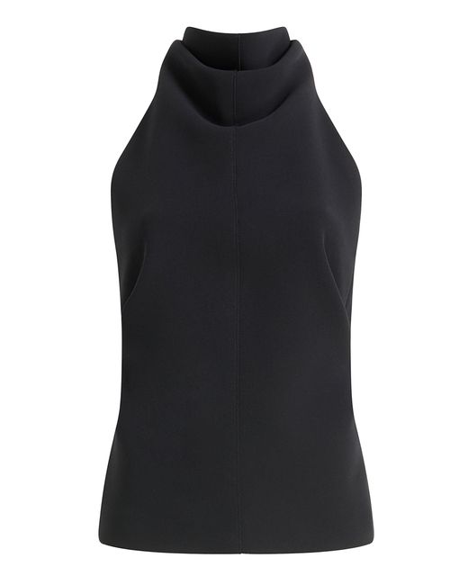 Khaite Black Rone High Collar Crepe Top