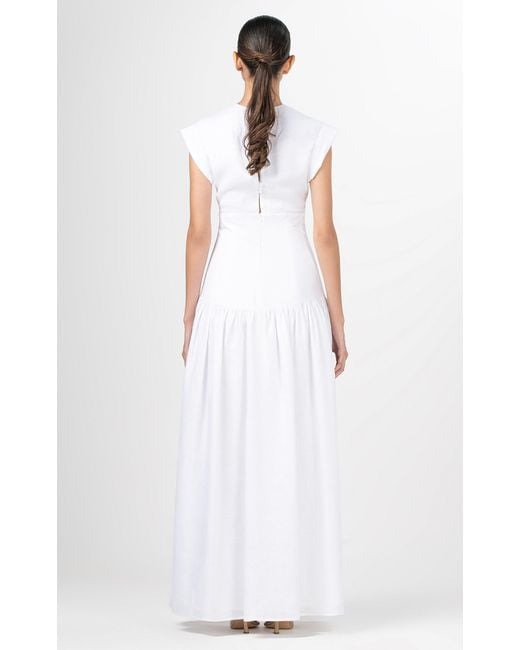 Silvia Tcherassi White Hanane Embroidered Cutout Linen Maxi Dress
