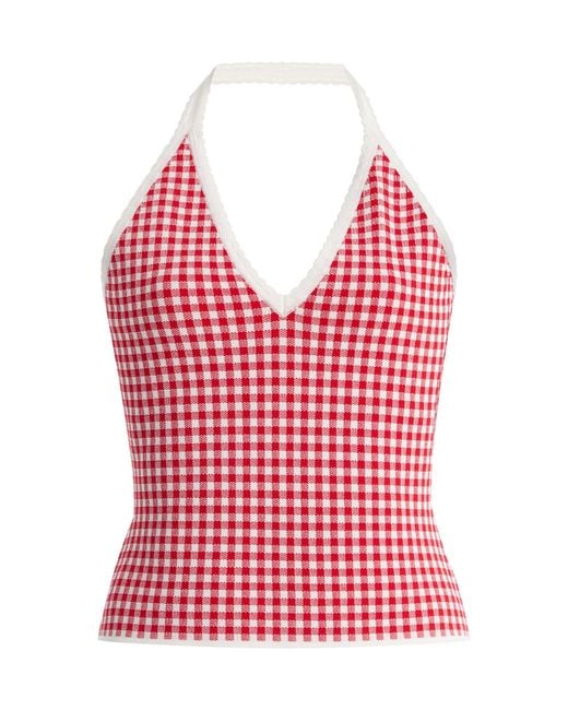 Posse Red Micah Gingham Knit Halter Top