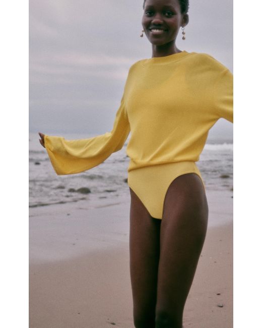 Solid & Striped Yellow X Sofia Richie Grainge Exclusive The Babetta Knit Sweater