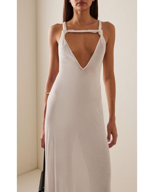 Ludovic de Saint Sernin White Carrie Rib-Knit Cotton Maxi Dress