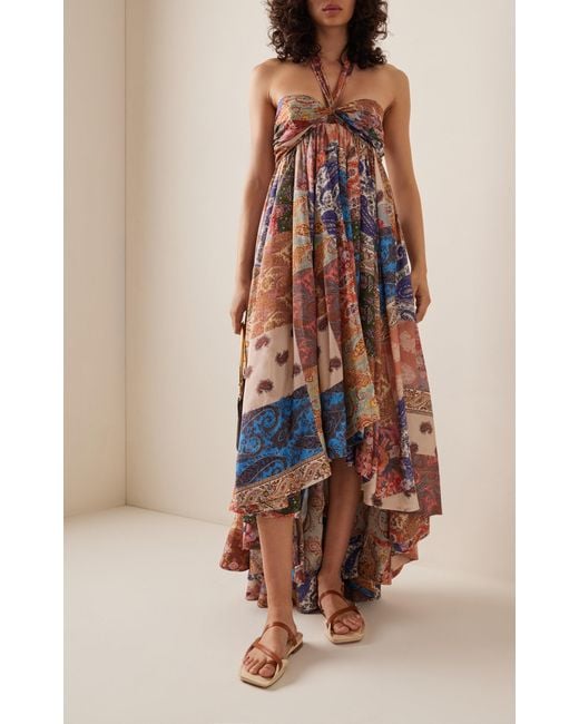 zimmermann devi halter dress Zimmermann Devi Printed Silk Halter Maxi Dress in White