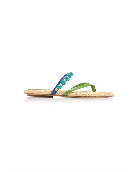 Dries Van Noten Green Embellished Flat Sandal