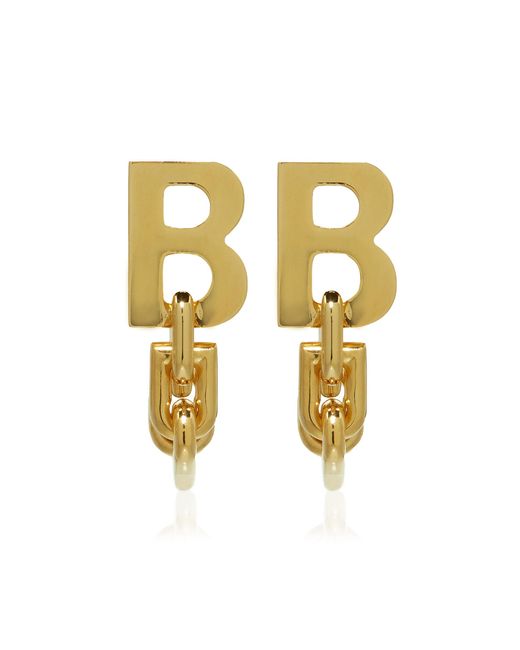 Balenciaga B Chain Gold-tone Earrings in Metallic | Lyst