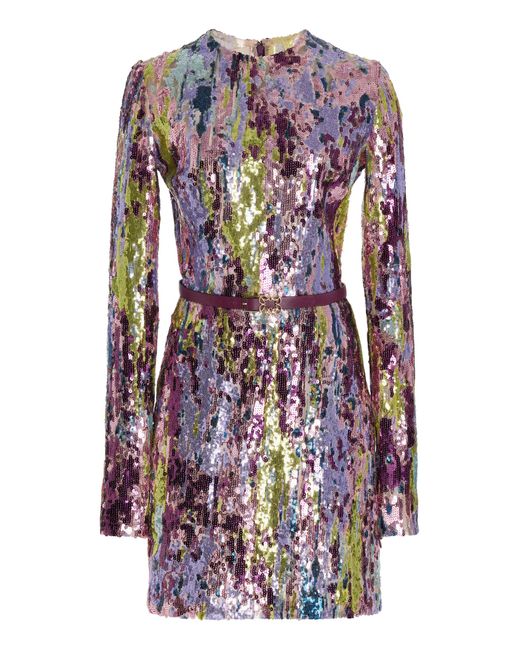 Elie Saab Multicolor Embroidered Tulle Mini Dress