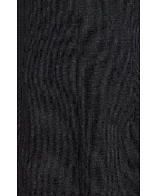 Prada Black Mesh-trimmed Wool Mini Dress