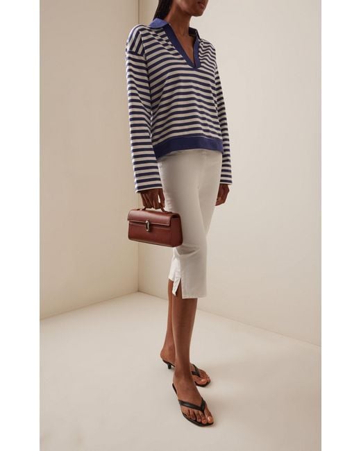 Posse Blue Haisley Striped Cotton Polo Top