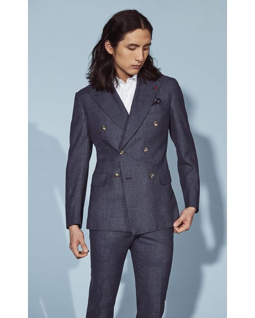 Isaia Musa Double Breasted Suit in Blue for Men | Lyst