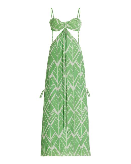 Alexis Green Daya Cutout Printed Linen Maxi Dress