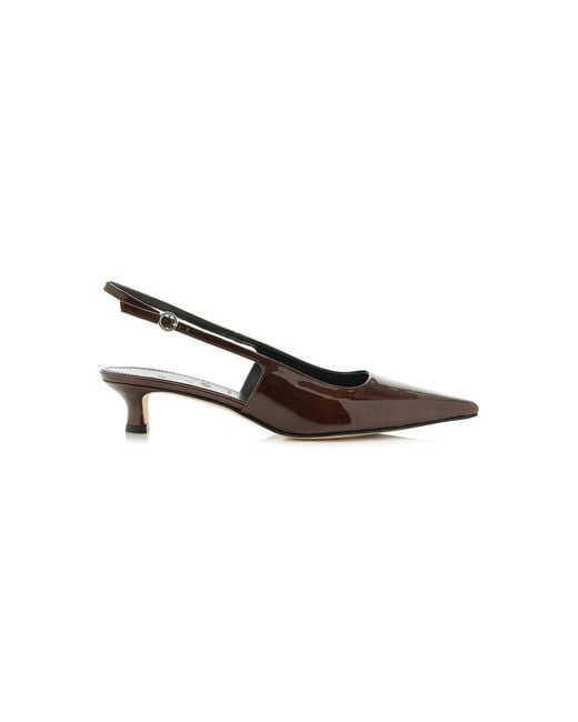 Aeyde Brown Catrina Metallic Patent Leather Slingback Pumps