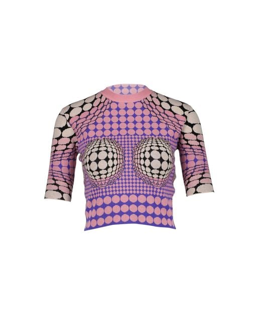 Paco Rabanne Multicolor Optical-printed Jacquard Cropped Top