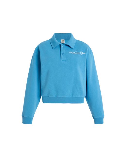 Sporty & Rich Blue Wellness Club Cotton Polo Sweatshirt