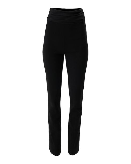 Carolina Herrera Black Lucia Draped Bi-Stretch Wool Tailoring Skinny-Leg Pants