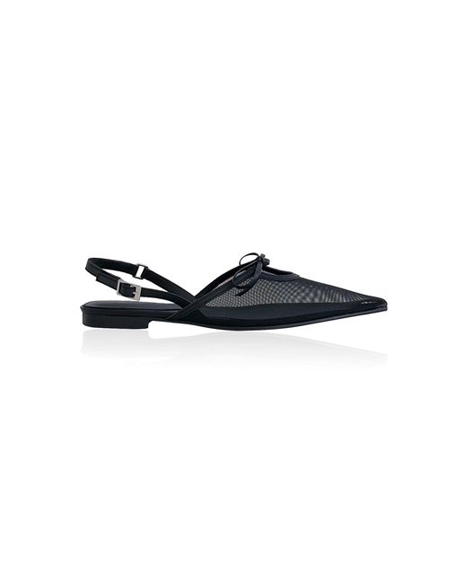Reike Nen Black Bow-Detail Slingback Mesh Flats