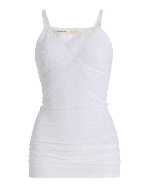 Colleen Allen White Floral Vintage Tank Top