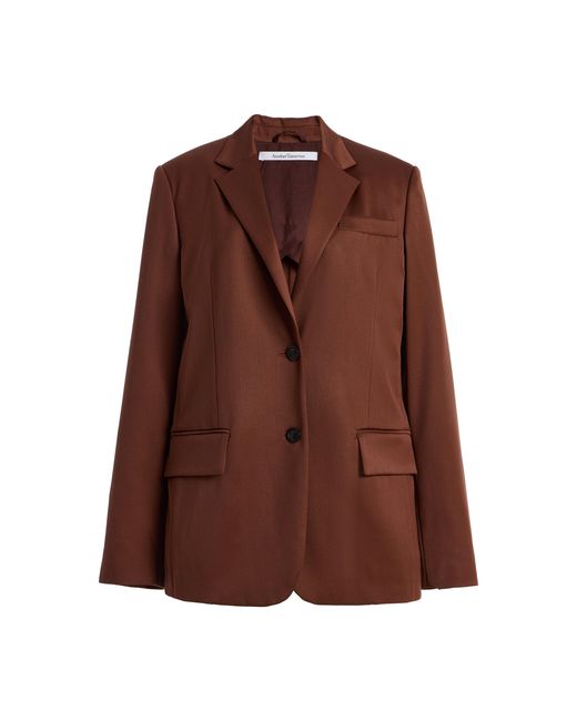 Another Tomorrow Brown Relaxed Wool-Blend Blazer