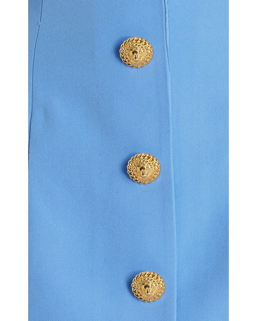Balmain Blue Button-detailed Wool Corset Mini Skirt