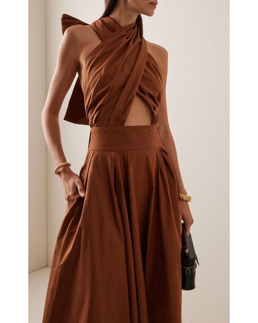 Franchise Brown Exclusive Marilyn Cutout Cotton Poplin Midi Dress