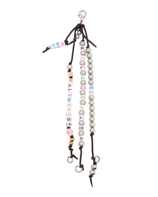 Balenciaga White Beaded Bracelet-Style Keyring