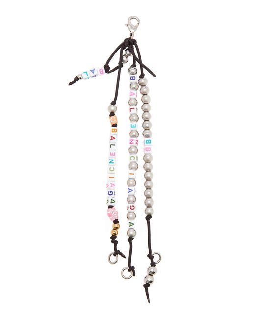 Balenciaga White Beaded Bracelet-Style Keyring