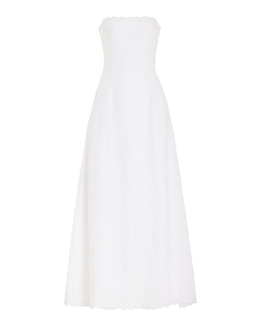Posse White Zayla Strapless Linen Maxi Dress