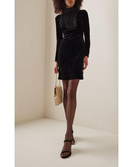 Ralph Lauren Black Shamus Embellished Velvet Mini Dress