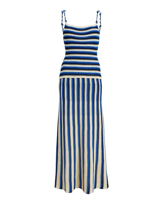 Proenza Schouler Blue Kara Striped Midi Dress