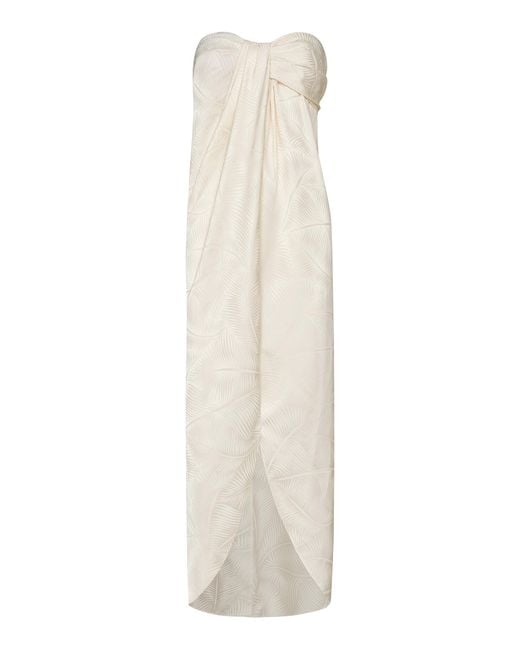 Johanna Ortiz White Graceful Satin-Jacquard Longline Top