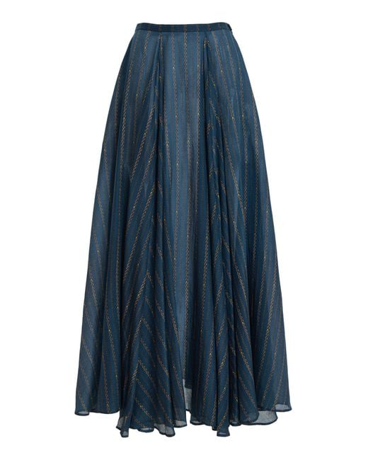Franchise Blue Savannah Cotton-Silk Maxi Skirt