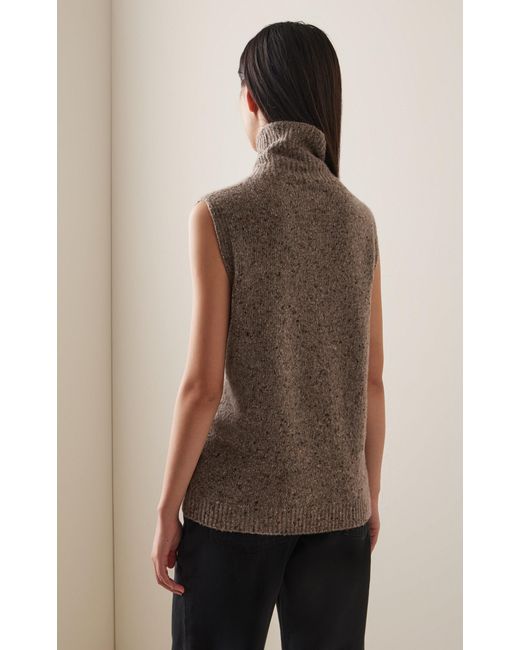 The Row Brown Merilas Cashmere Turtleneck Top