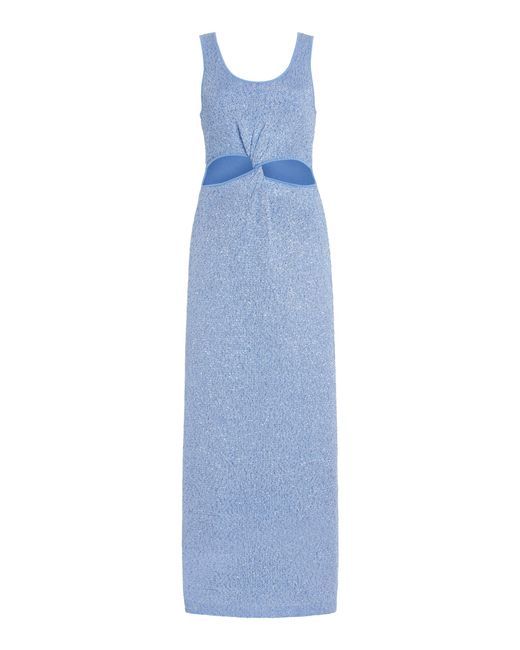 Jonathan Simkhai Blue Rayne Cutout Sequined-knit Midi Tank Dress