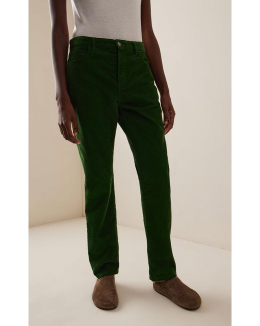 The Row Green Carlind Cotton Corduroy Straight-leg Pants