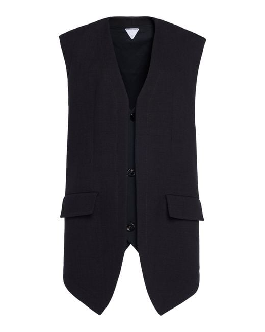 Bottega Veneta Blue Oversized Cotton-blend Melange Vest