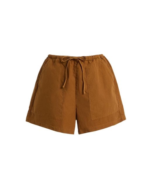 Leset Brown Kyoto Cotton Pocket Shorts