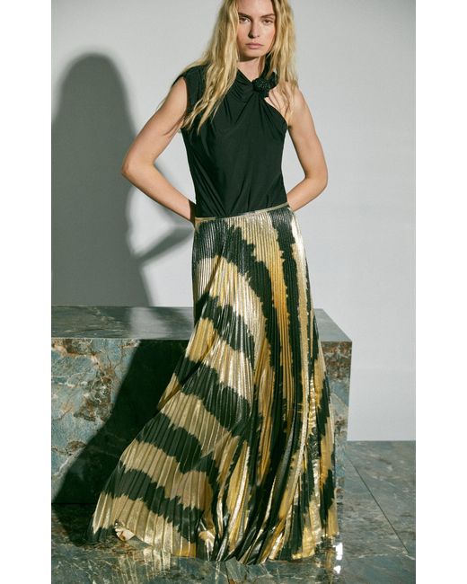 Johanna Ortiz Multicolor Unfolding Tropics Pleated Maxi Skirt