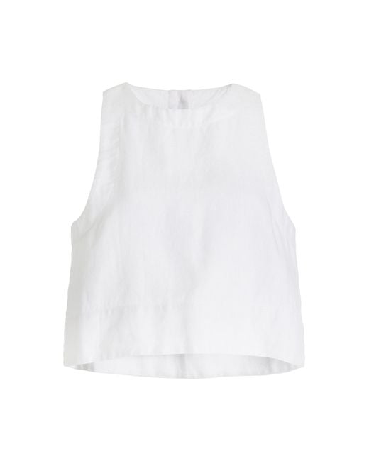 Posse White Exclusive Poppy Linen Cropped Top