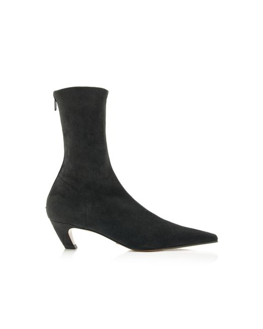 Khaite Black Arizona Suede Ankle Boots