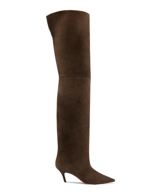 Amina Muaddi Brown Fabric High Heel Pumps