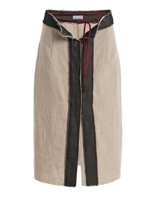 Mel Usine Brown Victoire Linen Deconstructed Cincher Pencil Skirt
