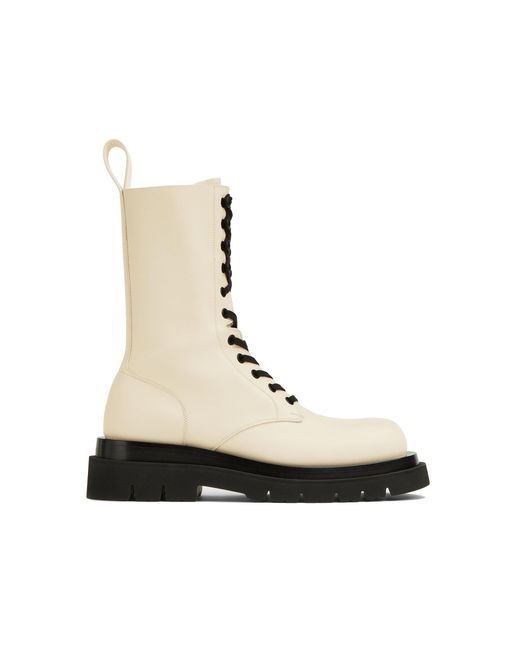 Bottega Veneta White Lug Lace-up Boot Military Calf