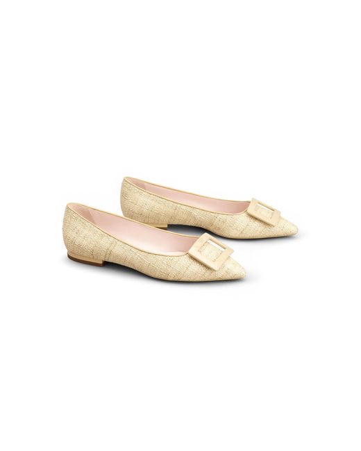 Roger Vivier Natural Gommettine Woven Piping Flats