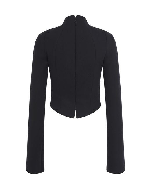 A.W.A.K.E. MODE Black Structured Ruffled Jacket