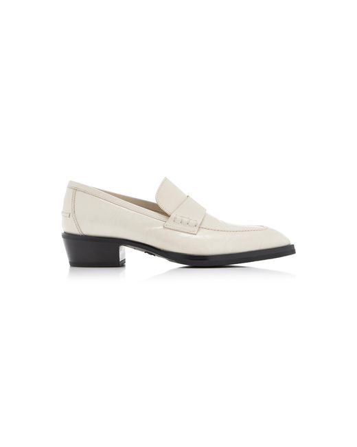 Jimmy Choo White Wilder Eel-Embossed Leather Loafers