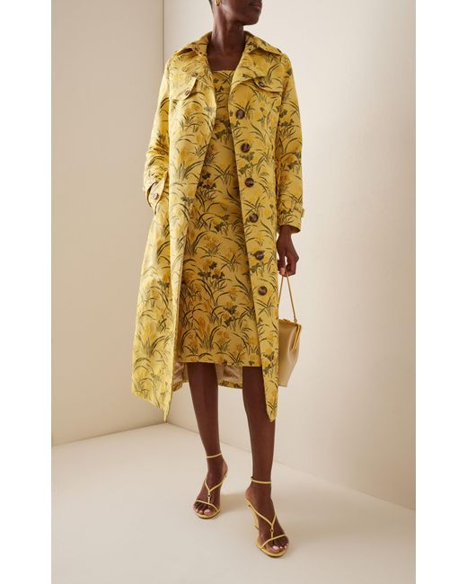 Cara Cara Yellow Carlie Floral Jacquard Midi Dress