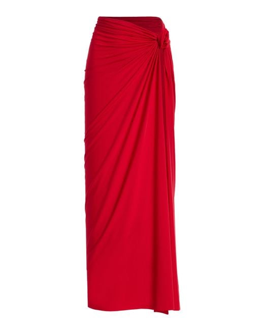 Maygel Coronel Red Exclusive La Isla Pollera Jersey Maxi Skirt
